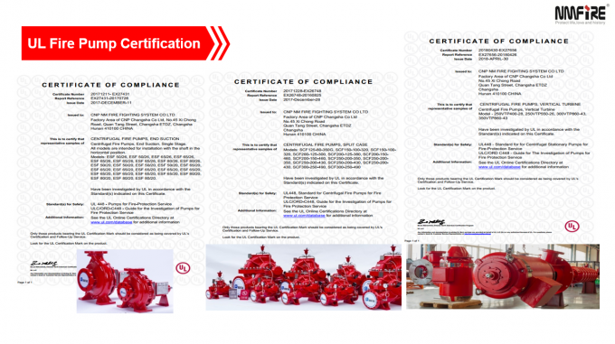 Vertical Ul Fm Approved Fire Pumps / Hospital Electric Motor Driven Water Pump