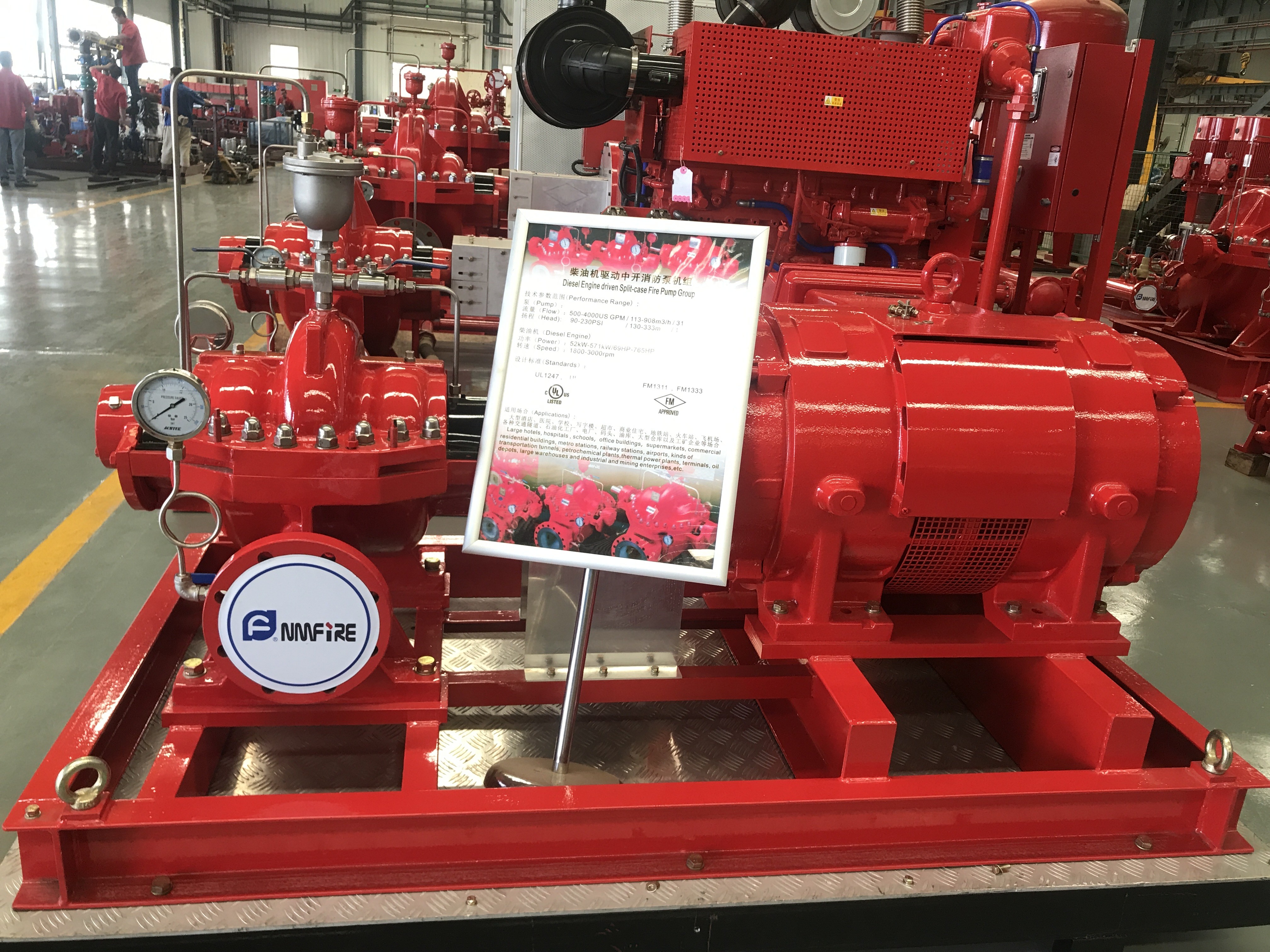 NFPA20 Standard Electric Motor Driven Fire Pump Set , Ul Fm Pump For ...