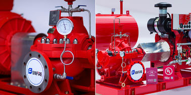 Red High Pressure Fire Fighting Pumps / Hospitals Diesel Fire Pump Package