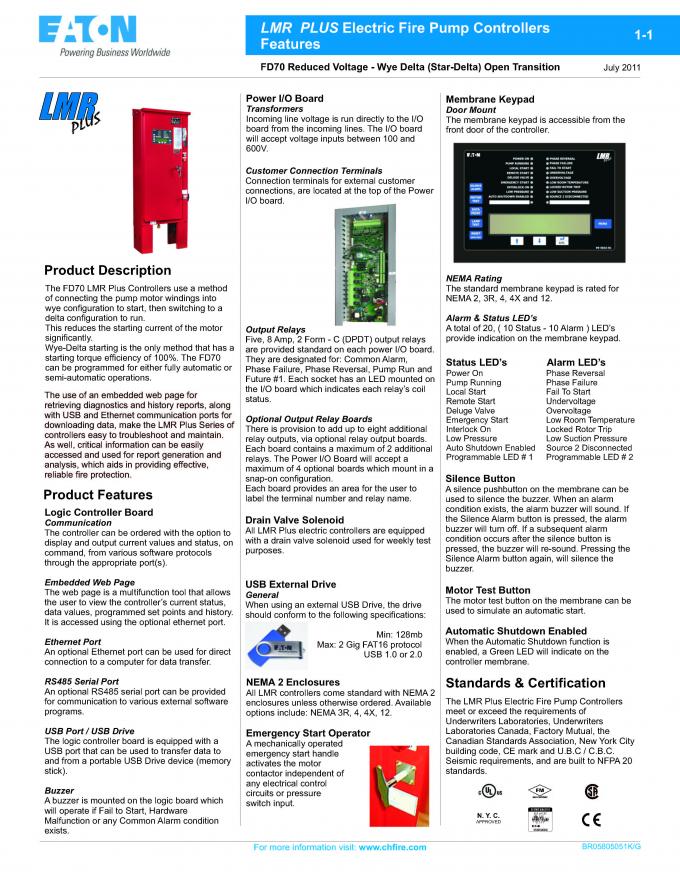 UL / FM Fire Pump Controller for Electric Motor Pump Fire Fighting Systems